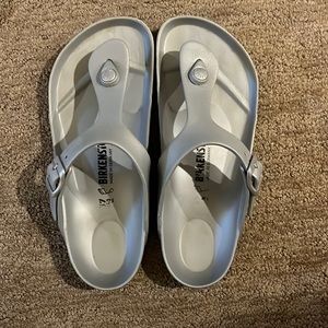 Silver Birkenstock Gizeh EVA 37